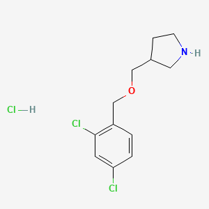 molecular formula C12H16Cl3NO B1441779 3-{[(2,4-Dichlorobenzyl)oxy]methyl}pyrrolidine hydrochloride CAS No. 1219967-75-5