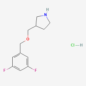 molecular formula C12H16ClF2NO B1441793 3-{[(3,5-Difluorobenzyl)oxy]methyl}pyrrolidine hydrochloride CAS No. 1219976-59-6