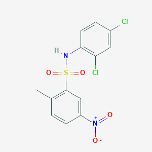 molecular formula C13H10Cl2N2O4S B14417941 N-(2,4-Dichlorophenyl)-2-methyl-5-nitrobenzene-1-sulfonamide CAS No. 87316-97-0