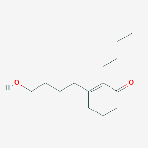 molecular formula C14H24O2 B14417975 2-Butyl-3-(4-hydroxybutyl)cyclohex-2-EN-1-one CAS No. 83562-29-2