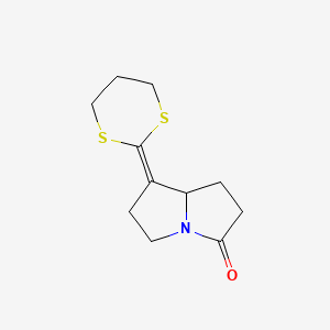 molecular formula C11H15NOS2 B14418004 7-(1,3-dithian-2-ylidene)hexahydro-3H-pyrrolizin-3-one CAS No. 83177-77-9