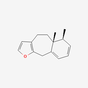 molecular formula C15H18O B14418218 4H-Benzo(5,6)cyclohepta(1,2-b)furan, 5,5a,6,10-tetrahydro-5a,6-dimethyl-, (5aR,6S)-rel-(-)- CAS No. 79827-32-0