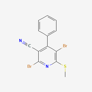 molecular formula C13H8Br2N2S B14418272 2,5-Dibromo-6-methylsulfanyl-4-phenylpyridine-3-carbonitrile CAS No. 84671-66-9