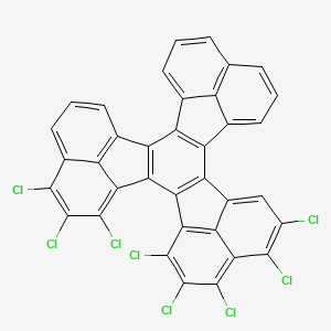 molecular formula C36H10Cl8 B14418388 5,6,7,9,10,31,32,33-Octachlorodecacyclo[24.7.1.14,8.115,19.02,25.03,13.014,24.030,34.012,36.023,35]hexatriaconta-1(33),2(25),3(13),4(36),5,7,9,11,14(24),15,17,19(35),20,22,26(34),27,29,31-octadecaene CAS No. 85168-82-7