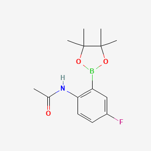 molecular formula C14H19BFNO3 B1441873 N-(4-Fluoro-2-(4,4,5,5-tetramethyl-1,3,2-dioxaborolan-2-yl)phenyl)acetamide CAS No. 1150271-55-8