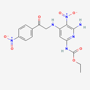 ethyl N-[6-amino-5-nitro-4-[[2-(4-nitrophenyl)-2-oxoethyl]amino]pyridin-2-yl]carbamate