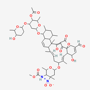 [6-[[(7E,11E)-3-formyl-5,23-dihydroxy-9-[5-(methoxycarbonylamino)-4,6-dimethyl-4-nitrooxan-2-yl]oxy-8,12,18,20,22-pentamethyl-25,27-dioxo-26-oxapentacyclo[22.2.1.01,6.013,22.016,21]heptacosa-3,7,11,14,23-pentaen-17-yl]oxy]-4-(5-hydroxy-6-methyloxan-2-yl)oxy-2-methyloxan-3-yl] acetate