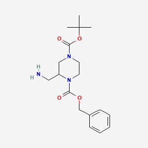 molecular formula C18H27N3O4 B1442057 1-苄基 4-叔丁基 2-(氨甲基)哌嗪-1,4-二甲酸酯 CAS No. 317365-34-7