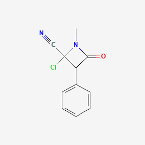 molecular formula C11H9ClN2O B14420758 2-Chloro-1-methyl-4-oxo-3-phenylazetidine-2-carbonitrile CAS No. 87352-11-2