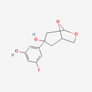 molecular formula C12H13FO4 B1442132 3-(3-氟-5-羟基苯基)-6,8-二氧杂双环[3.2.1]辛-3-醇 CAS No. 1313254-77-1