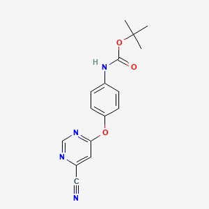 molecular formula C16H16N4O3 B1442148 叔丁基(4-((6-氰基嘧啶-4-基)氧基)苯基)氨基甲酸酯 CAS No. 943313-34-6