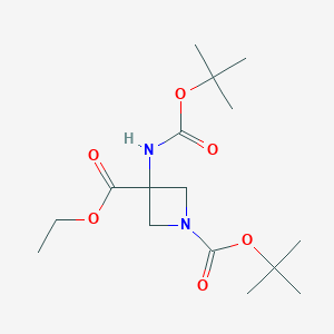 molecular formula C16H28N2O6 B1442173 Ethyl 1-boc-3-(boc-amino)azetidine-3-carboxylate CAS No. 1105662-59-6