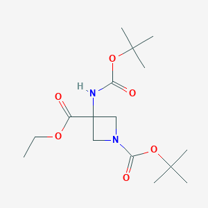 molecular formula C16H28N2O6 B1442173 1-Boc-3-(Boc-アミノ)アゼチジン-3-カルボン酸エチル CAS No. 1105662-59-6