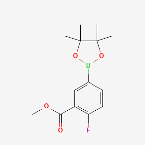 molecular formula C14H18BFO4 B1442176 2-fluoro-5-(4,4,5,5-tétraméthyl-1,3,2-dioxaborolan-2-YL)benzoate de méthyle CAS No. 872459-87-5