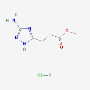 molecular formula C6H11ClN4O2 B1442247 Methyl 3-(3-amino-1H-1,2,4-triazol-5-yl)propanoate hydrochloride CAS No. 1332528-76-3