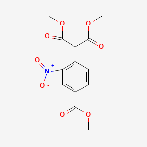 molecular formula C13H13NO8 B1442333 1,3-Dimethyl 2-[4-(methoxycarbonyl)-2-nitrophenyl]propanedioate CAS No. 1160293-27-5