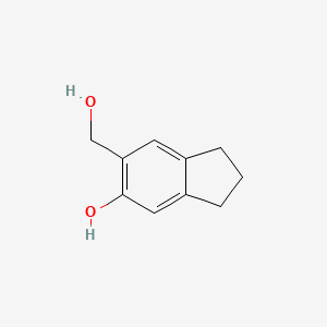 molecular formula C10H12O2 B14423810 1H-Indene-5-methanol, 2,3-dihydro-6-hydroxy- CAS No. 82472-15-9