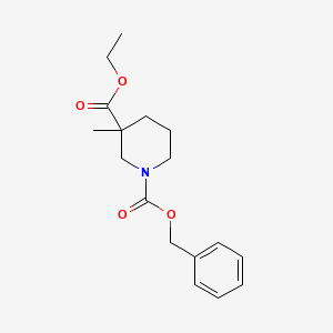 molecular formula C17H23NO4 B1442382 1-苄基 3-乙基 3-甲基哌啶-1,3-二羧酸酯 CAS No. 664364-60-7