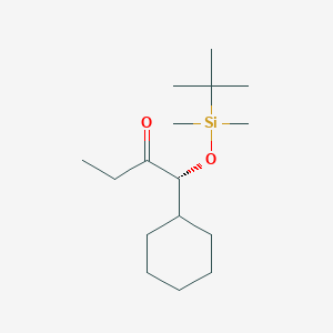 molecular formula C16H32O2Si B14423868 (1R)-1-{[tert-Butyl(dimethyl)silyl]oxy}-1-cyclohexylbutan-2-one CAS No. 80615-76-5