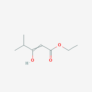 molecular formula C8H14O3 B14423928 Ethyl 3-hydroxy-4-methylpent-2-enoate CAS No. 84613-43-4