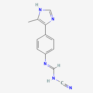 molecular formula C12H11N5 B14424035 N-Cyano-N'-[4-(5-methyl-1H-imidazol-4-yl)phenyl]methanimidamide CAS No. 83184-34-3