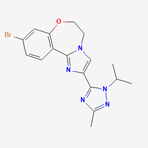 molecular formula C17H18BrN5O B1442422 9-Bromo-2-(1-isopropyl-3-methyl-1H-1,2,4-triazol-5-yl)-5,6-dihydrobenzo[f]imidazo[1,2-d][1,4]oxazepine CAS No. 1282514-63-9