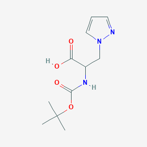 molecular formula C11H17N3O4 B144243 Boc-3-(1-Pyrazolyl)-D-alanine CAS No. 136086-12-9