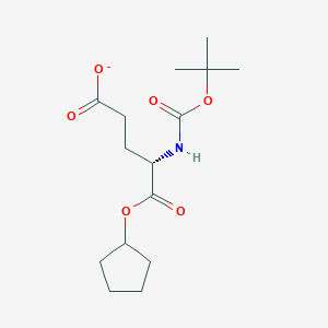 molecular formula C15H24NO6- B14424325 Cyclopentyl N-(tert-butoxycarbonyl)-5-oxido-5-oxo-L-norvalinate CAS No. 82152-23-6