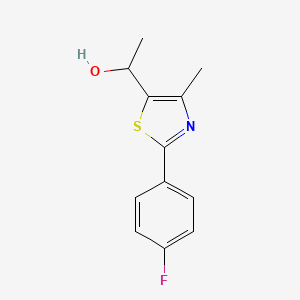 molecular formula C12H12FNOS B1442456 1-[2-(4-氟苯基)-4-甲基-1,3-噻唑-5-基]乙醇 CAS No. 1250351-66-6