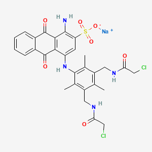 2-Anthracenesulfonic acid, 1-amino-4-((3,5-bis(((chloroacetyl)amino)methyl)-2,4,6-trimethylphenyl)amino)-9,10-dihydro-9,10-dioxo-, monosodium salt