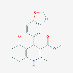 molecular formula C19H19NO5 B144247 2-甲基-4-(3,4-(亚甲二氧基)苯基)-5-氧代-1,4,5,6,7,8-六氢喹啉-3-羧酸甲酯 CAS No. 139758-86-4