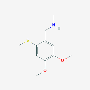 molecular formula C11H17NO2S B1442502 {[4,5-Dimethoxy-2-(methylsulfanyl)phenyl]methyl}(methyl)amine CAS No. 1333889-03-4