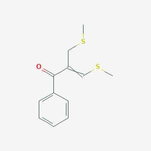 molecular formula C12H14OS2 B14425146 3-(Methylsulfanyl)-2-[(methylsulfanyl)methyl]-1-phenylprop-2-en-1-one CAS No. 82238-79-7