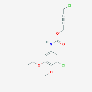 molecular formula C15H17Cl2NO4 B14425295 4-Chlorobut-2-yn-1-yl (3-chloro-4,5-diethoxyphenyl)carbamate CAS No. 84971-77-7