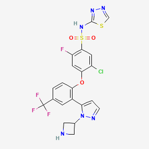 molecular formula C21H15ClF4N6O3S2 B1442530 4-[2-[1-(3-氮杂环丁基)-1H-吡唑-5-基]-4-(三氟甲基)苯氧基]-5-氯-2-氟-N-1,3,4-噻二唑-2-基苯磺酰胺 CAS No. 1354818-96-4