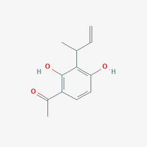 molecular formula C12H14O3 B14425301 1-[3-(But-3-en-2-yl)-2,4-dihydroxyphenyl]ethan-1-one CAS No. 79557-73-6