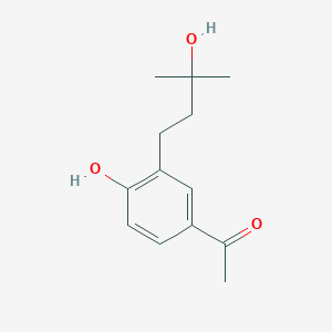 molecular formula C13H18O3 B14425366 1-[4-Hydroxy-3-(3-hydroxy-3-methylbutyl)phenyl]ethan-1-one CAS No. 81944-40-3