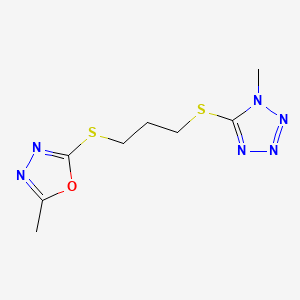 1H-Tetrazole, 1-methyl-5-((3-((5-methyl-1,3,4-oxadiazol-2-yl)thio)propyl)thio)-