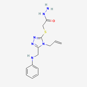 molecular formula C14H18N6OS B1442562 2-{[4-烯丙基-5-(苯胺甲基)-4H-1,2,4-三唑-3-基]硫代}乙酰肼 CAS No. 1306738-34-0