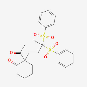 molecular formula C24H28O6S2 B14425978 2-Acetyl-2-[3,3-di(benzenesulfonyl)butyl]cyclohexan-1-one CAS No. 84109-81-9