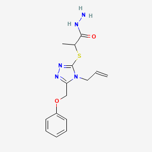 molecular formula C15H19N5O2S B1442603 2-{[4-烯丙基-5-(苯氧甲基)-4H-1,2,4-三唑-3-基]硫代}丙酰肼 CAS No. 1306739-78-5