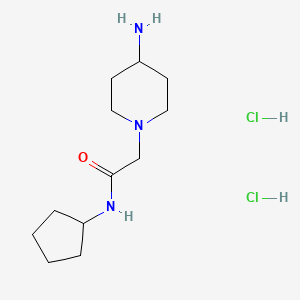 molecular formula C12H25Cl2N3O B1442616 2-(4-氨基哌啶-1-基)-N-环戊基乙酰胺二盐酸盐 CAS No. 1332531-46-0