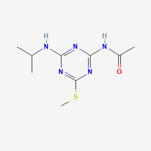 molecular formula C9H15N5OS B14426225 Acetamide, N-(4-((1-methylethyl)amino)-6-(methylthio)-1,3,5-triazin-2-yl)- CAS No. 83364-13-0