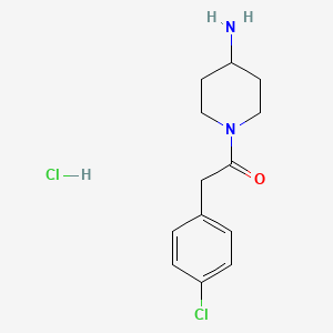 molecular formula C13H18Cl2N2O B1442646 1-[(4-Chlorophenyl)acetyl]piperidin-4-amine hydrochloride CAS No. 1158780-29-0