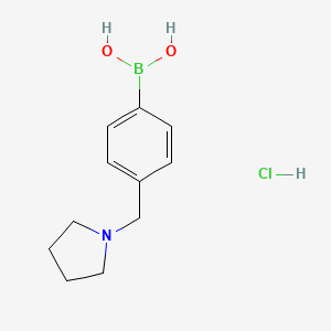 molecular formula C11H17BClNO2 B1442648 [4-(Pyrrolidin-1-ylmethyl)phenyl]boronic acid hydrochloride CAS No. 1452577-03-5