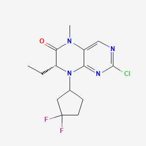 molecular formula C14H17ClF2N4O B1442657 (7R)-2-Chloro-8-(3,3-difluorocyclopentyl)-7-ethyl-7,8-dihydro-5-methyl-6(5H)-pteridinone CAS No. 1117936-82-9