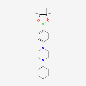 molecular formula C22H35BN2O2 B1442691 哌嗪，1-环己基-4-[4-(4,4,5,5-四甲基-1,3,2-二氧杂硼烷-2-基)苯基]- CAS No. 1247001-29-1