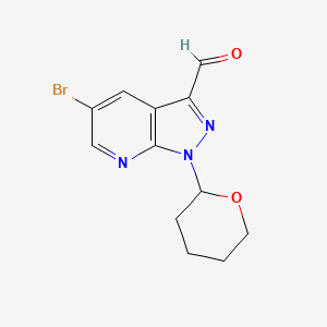 molecular formula C12H12BrN3O2 B1442693 5-溴-1-(四氢-2H-吡喃-2-基)-1H-吡唑并[3,4-b]吡啶-3-甲醛 CAS No. 1314734-59-2