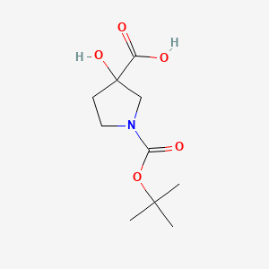 molecular formula C10H17NO5 B1442694 1-(Tert-butoxycarbonyl)-3-hydroxypyrrolidine-3-carboxylic acid CAS No. 1067239-08-0
