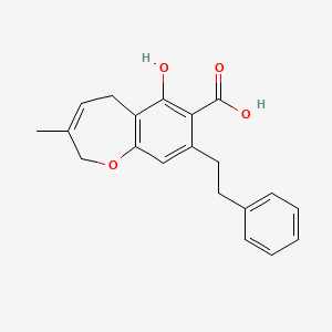 molecular formula C20H20O4 B14426993 6-Hydroxy-3-methyl-8-(2-phenylethyl)-2,5-dihydro-1-benzoxepine-7-carboxylic acid CAS No. 85526-70-1